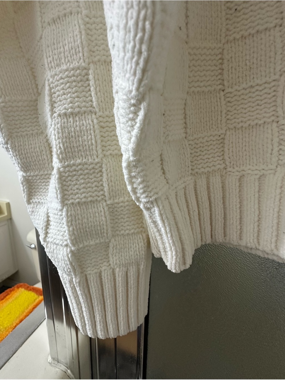 Abercrombie & Fitch Cream Textured Knit V‑Neck Polo Sweater - Picture 3 of 3